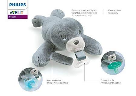 Suporte de chupeta com pelúcia removível, seguro e macio para bebês, 0m+ - Philips AVENT Imagem de Suporte de chupeta com pelúcia removível, seguro e macio para bebês, 0m+
