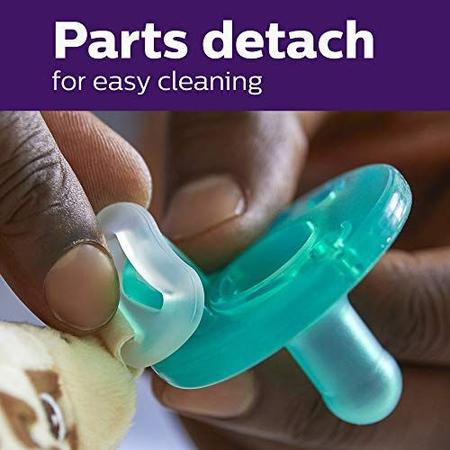 Suporte de chupeta com pelúcia removível, seguro e macio para bebês, 0m+ - Philips AVENT Imagem de Suporte de chupeta com pelúcia removível, seguro e macio para bebês, 0m+