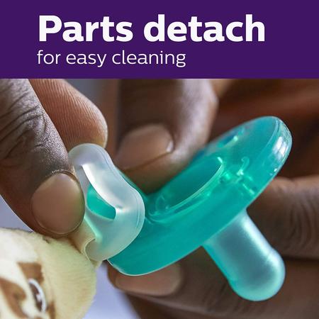 Suporte de chupeta com pelúcia removível, seguro e macio para bebês, 0m+ - Philips AVENT Imagem de Suporte de chupeta com pelúcia removível, seguro e macio para bebês, 0m+