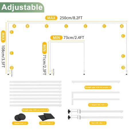 Imagem de Suporte de haste suspenso de mesa Putros White, conjunto ajustável de 2