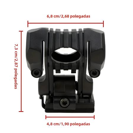 Imagem de Suporte De Lanterna Para Capacete De Plástico Multiângulo De 25 Mm Com Chave E Trilho Lateral