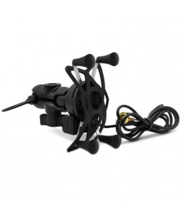 Imagem de Suporte De Moto Para Celular C-020 Com Carregador Usb 5V 2A