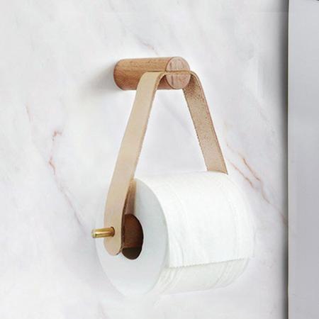 Imagem de Suporte de papel higiênico Wokex Wooden Bathroom Storage Wall Mount