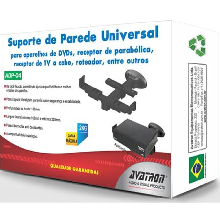 Imagem de Suporte de Parede Universal para  Aparelhos Eletrônicos dvd, receptores de qualquer tamanho com base flexivel de 19 a  2