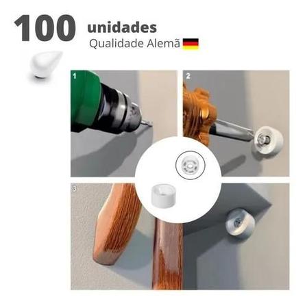 Imagem de Suporte De Prateleira Plástico Cilíndrico Pitão 10 X 15 Mm Branco (Kit Com 100)