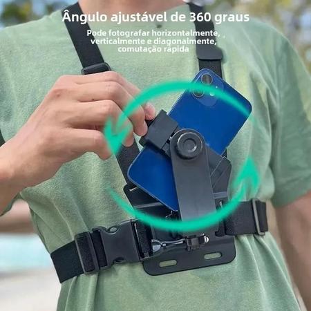 Imagem de Suporte de Telefone com Alça Peitoral Ajustável para iPhone, GoPro, Insta360 e DJI