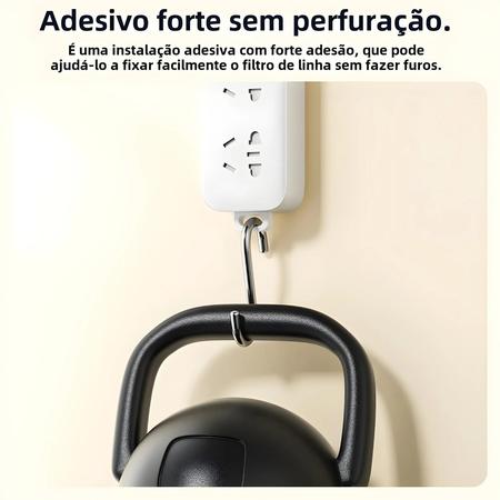 Imagem de Suporte de Tira de Energia Adesivo para Parede - Organizador de Cabos para Escritório