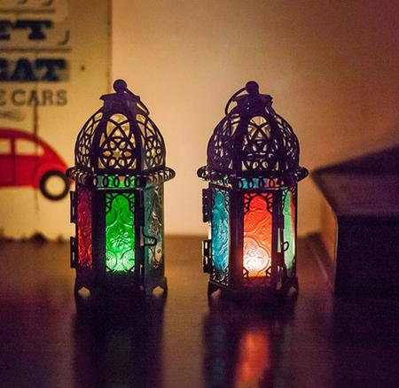 Imagem de Suporte De Velas Marroquina Vintage Castiçal Antigo Lustre De Vidro Lamparina