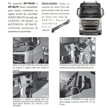 Imagem de Suporte Dianteiro Frontal Parabrisa Superior Antena Px Volvo Fh Lado Esquerdo Motorista
