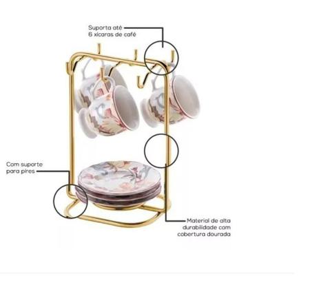 Imagem de Suporte Dourado Menor Porta Pires E Xicara De Café Luxo Bancada Pia 