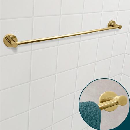 Imagem de Suporte Dourado Porta Toalha Banho Inox 304 Lavabo Toalheiro