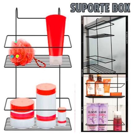 Imagem de Suporte Duplo Porta Shampoo Condicionador Encaixar no Box Colocar no Banheiro Pendurar Aramado 2 Andares