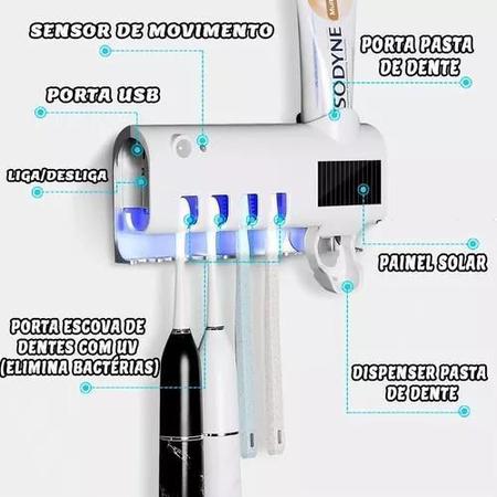 Imagem de Suporte Elétrico Esterilizador Escovas Dente Branco Moderno