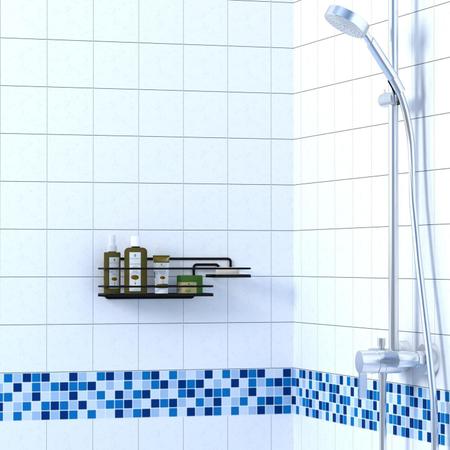 Imagem de Suporte Fixo Porta Shampoo Sabonete Banheiro Aço Reforçardo