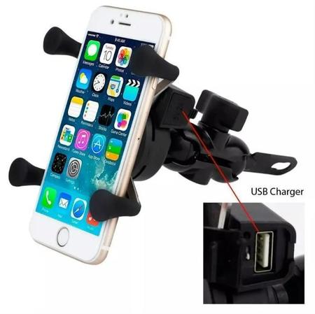 Imagem de Suporte Gps Celular Carregador Usb Moto Universal C-020 Jtk