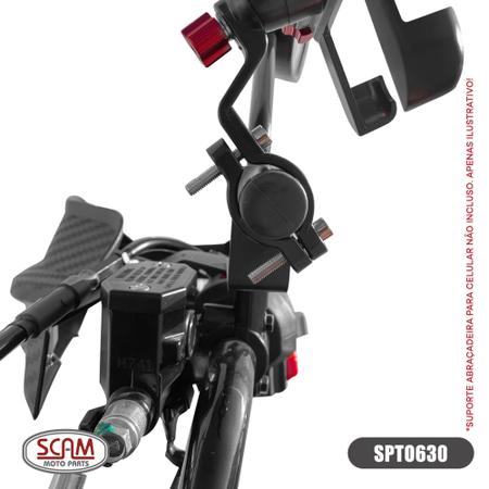 Imagem de Suporte Gps Scam - Motos Com Retrovisor Rosqueado No Guidão SPTO630