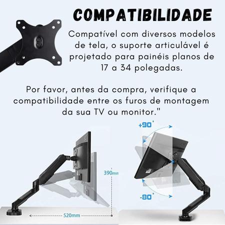 Imagem de Suporte Mesa Monitor 17 A 34 Polegadas Articulado Ajustável