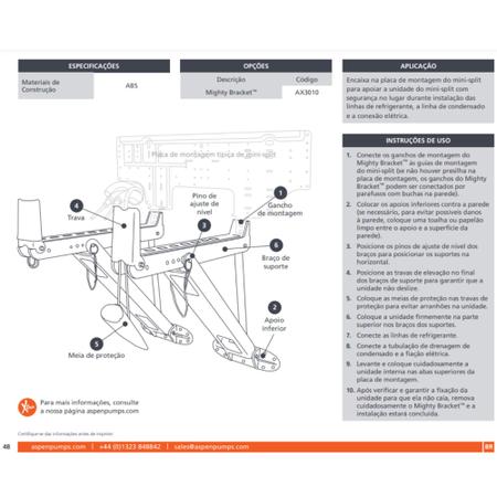 Imagem de Suporte Mighty Bracket para evaporadora Split Hi=Wall até 45kg Ax-3010