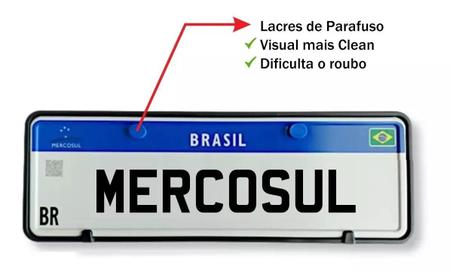 Imagem de Suporte Moldura Placa De Carro Mercosul Com Lacre Parafuso