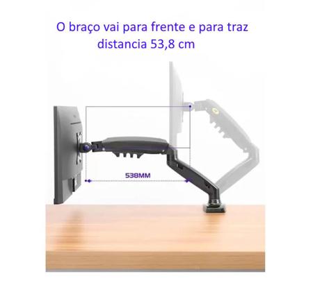 Imagem de Suporte Monitor Braço Articulado Pistão a Gás Tela 17" a 30" - Onistek