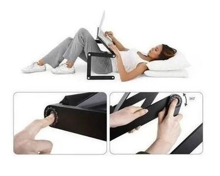 Imagem de Suporte Notebook Articulada Mesa Apoio Ergonômico Bandeja Dobrável de Colo Portátil Cooler Portátil Multiuso Cama