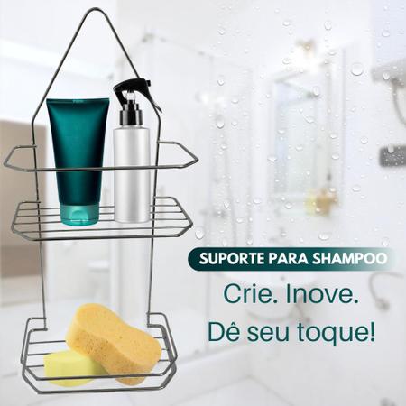 Imagem de Suporte Organizador Duplo Para Shampoo Condicionador Cromado Passerini