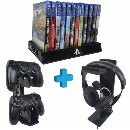 Suporte Organizador Games Ps4 ps5 porta Headset Porta Controle e