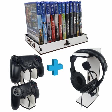 Suporte Organizador Games Ps4 PS5 Porta 12 Jogos 2 Porta Controle