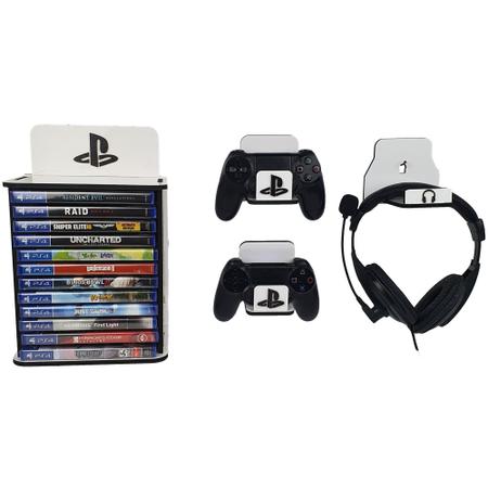 Suporte Organizador Games Ps4 ps5 porta Headset Porta Controle e