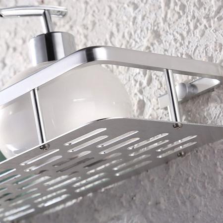 Imagem de Suporte Organizador Porta Shampoo Condicionador Sabonete Prateleira Dupla Box Banheiro Aluminio