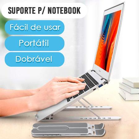 Imagem de Suporte P/Notebook Tablet Plástico Regulável 7 Níveis Branco