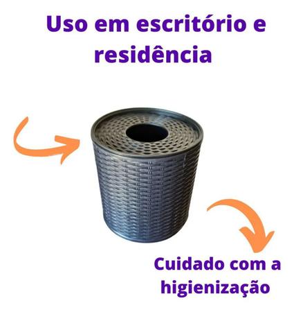 Imagem de Suporte p Papel Higiênico Plástico Rattan Preto Panmby