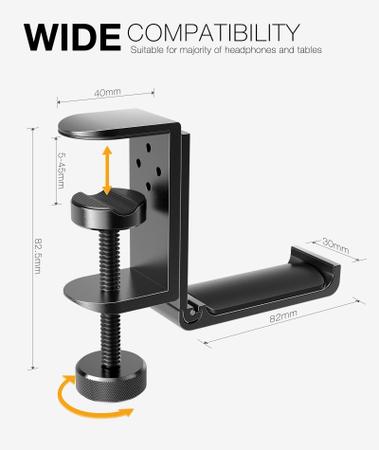 Imagem de Suporte para fone de ouvido, suporte para gancho, alumínio dobrável APPHOME