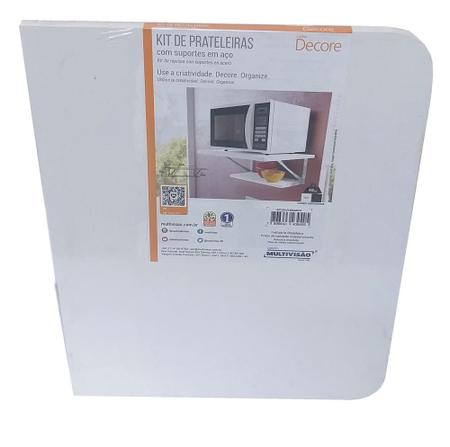 Imagem de Suporte para microondas forno elétrico de parede branco Multivisão kit-2z-br com prateleira taboer