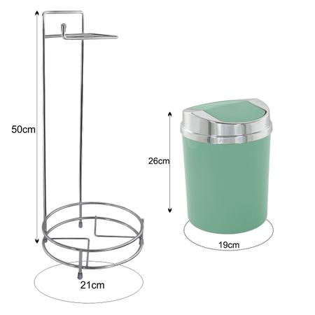 Imagem de Suporte Para Papel Higiênico Com Lixeira Basculante Prata 5 Litros