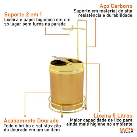 Suporte Para Rolo De Papel Higiênico De Chão Dourado Fosco -ARTHI