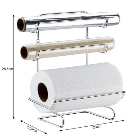 Imagem de Suporte Para Papel Toalha, Rolo de Alumínio E Filme de PVC De Bancada Ou Parede - Cromado