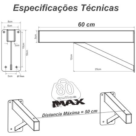 Imagem de Suporte para Pia Cozinha 1 Und Granito Parafusar Grapa Bancada Mármore 60 cm Robusto