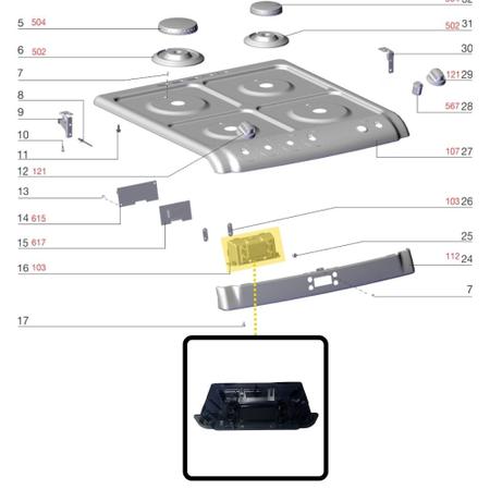 Imagem de Suporte Para Placa Fogão 52LBR 52EXR 52SRB Electrolux Original