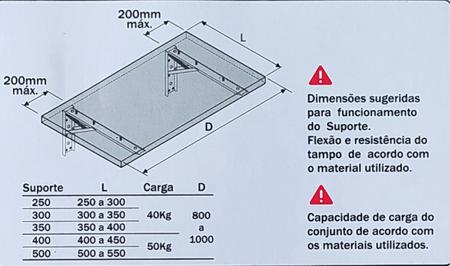 Imagem de Suporte Para Prateleira Dobrável Com Parafusos - 50cm - Par