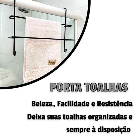 Imagem de Suporte Para Toalha Duplo Porta Toalha Banheiro Box Branco