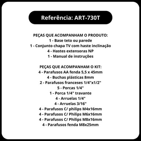 SUPORTE PARA TV Biarticulado 40 POLEGADAS COM INCLINAÇÃO - FIXO