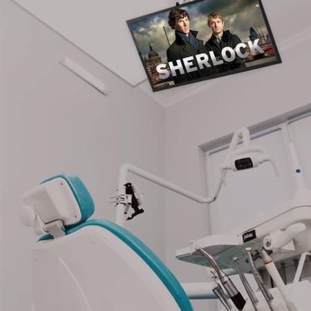 Imagem de Suporte para tv para teto 10 a 40 polegadas com inclinação - fixo parede - suporte para tv para consultorios medicos odo