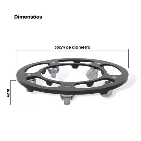 Imagem de Suporte Para Vaso 35cm em Alumínio Rodas Silicone em Gel Até 170kg