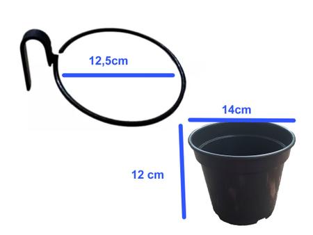 Imagem de suporte para vaso de plantas, 5 argolas e 5 vasos p  15