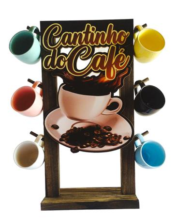 Imagem de Suporte Para Xicaras Pires E Canecas Madeira Rustica - Cantinho Do Café