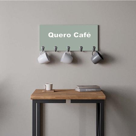 Imagem de Suporte Porta Canecas e Xícaras MDF Verde Café P01C Branco - Ahazzo Móveis