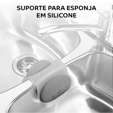 Imagem de Suporte Porta Esponja De Silicone Cinza Para Pia