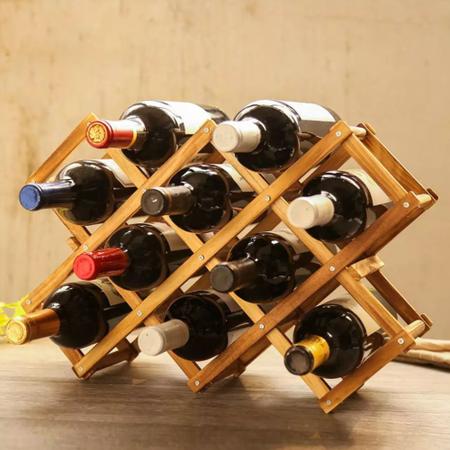 Imagem de Suporte porta garrafa vinho espumante garrafeiro colmeia bambu organizador mini adega portátil mesa
