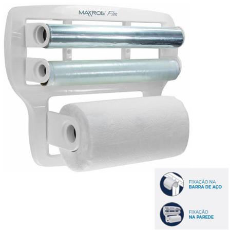 Imagem de Suporte Porta Rolos Papel Toalha Pvc Alumínio De Parede Flex - Purimax